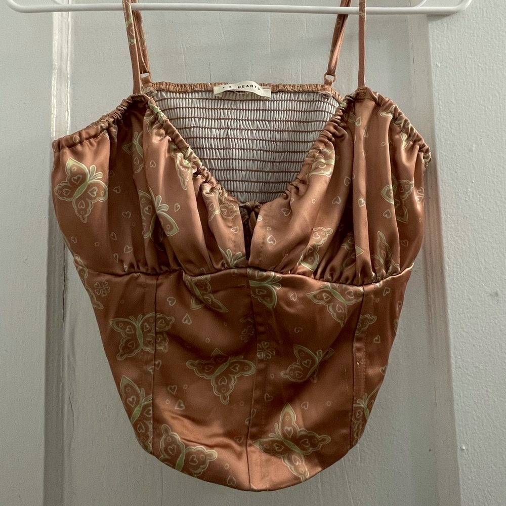 PacSun Pink and Green Butterfly Corset